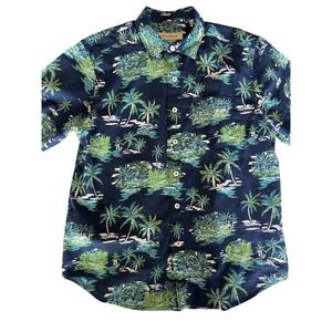 Tommy Bahama Mens M Tropical Palm Tree Island Print Cotton Button Down Shirt